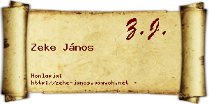 Zeke János névjegykártya